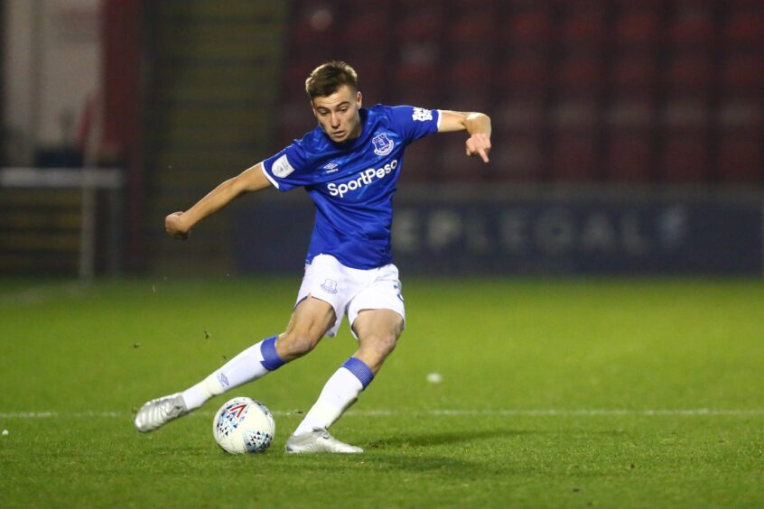 Ryan Astley in action for Everton's youth side