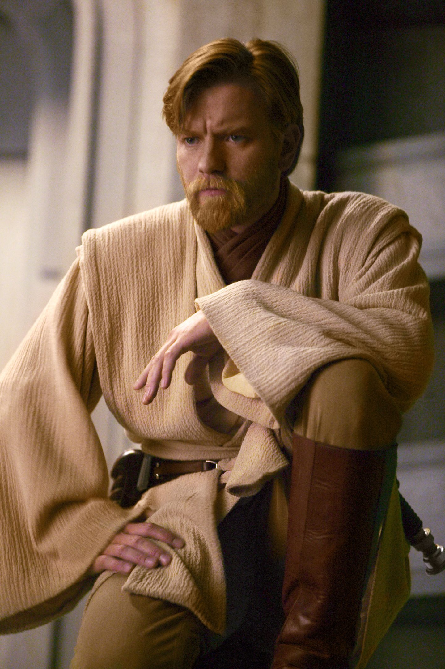 Ewam McGregor as Obi Wan Kenobi in Star Wars.