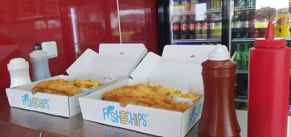 Boxes of fish and chips at The Steeple, one of the fish and chip shops in Arbroath. 