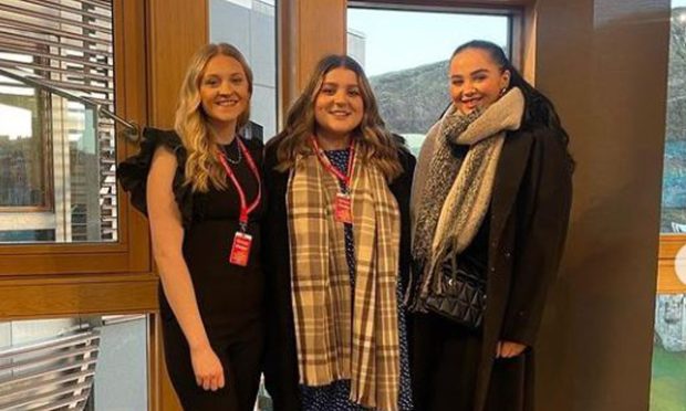 Jennifer McCann, Hannah McLaughlan and Hannah Reid at Holyrood last November. Image: Instagram/safespace4