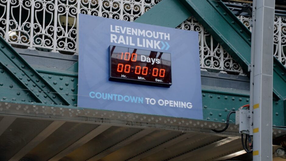 The Levenmouth rail countdown clock at Waverley Station in Edinburgh.