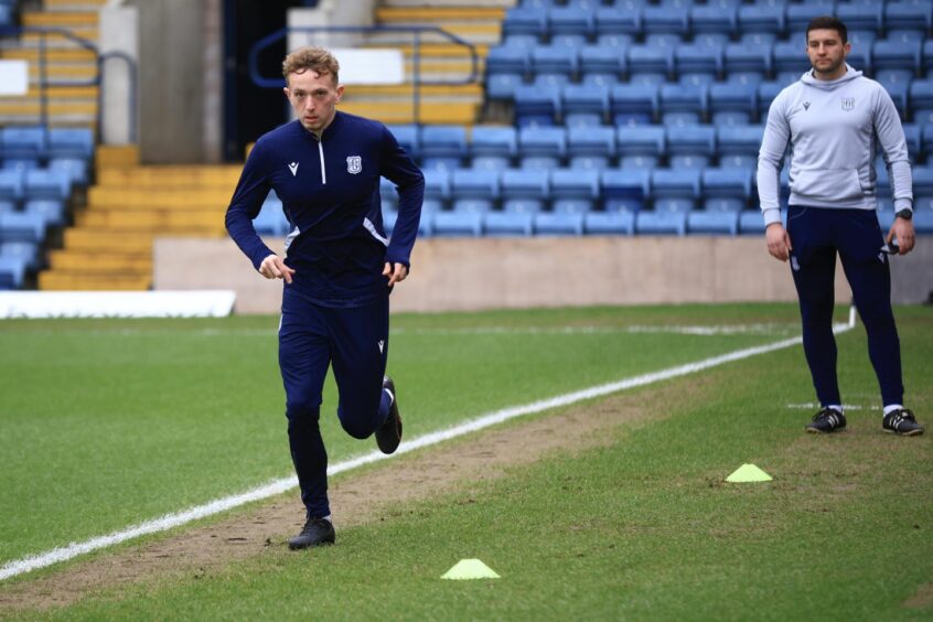 Michael Mellon was put through his paces at Dens Park ahead of Saturday's Ross County clash. Image: Shutterstock/David Young