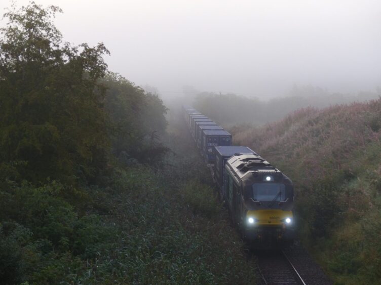The diverted train in the misty countryside made for a stunning image. 