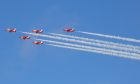 Red Arrows above Arbroath in February 2024