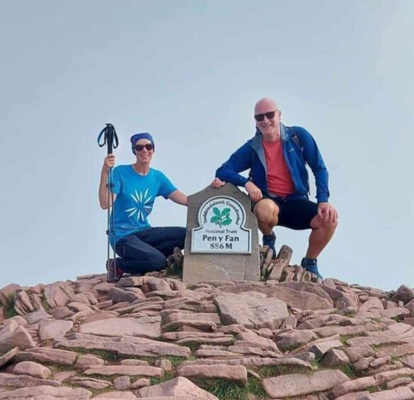 Ali with husband Richard during her 250-mile walking fundraiser for Alopecia UK.