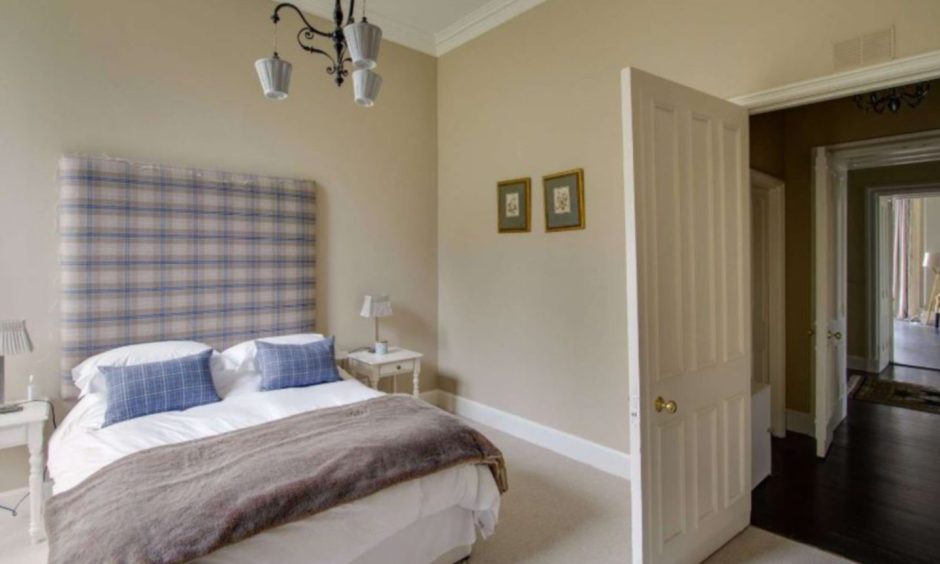 Bedroom of Earl of Crawford Suite in Finavon Castle near Angus.