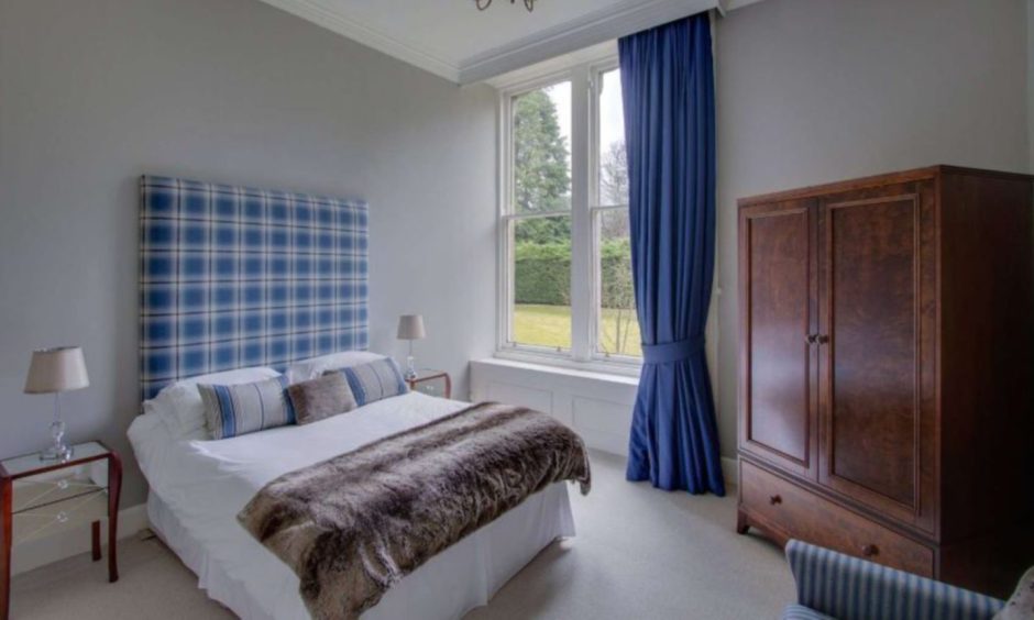 Bedroom of Earl of Crawford Suite in Finavon Castle near Angus.