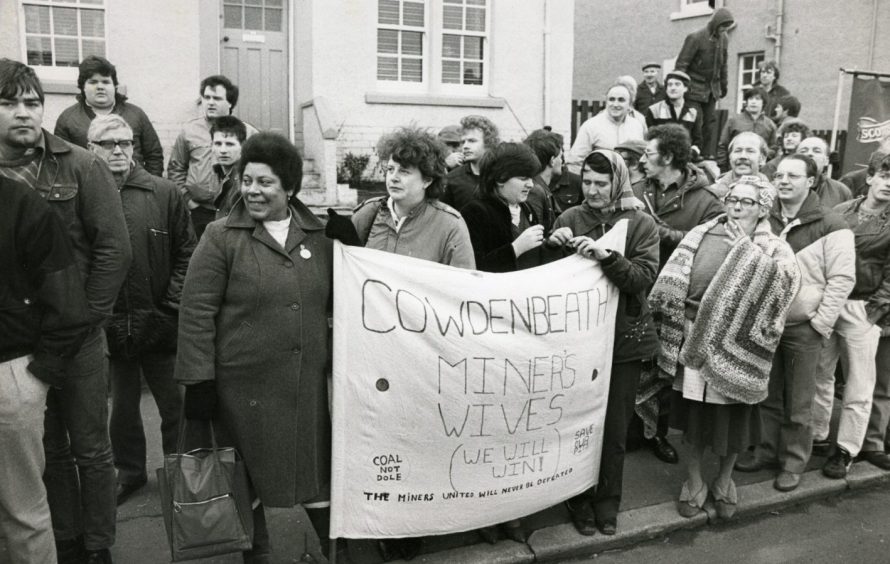 A miners' wives Kirkcaldy rally just before the strike ended in 1985.