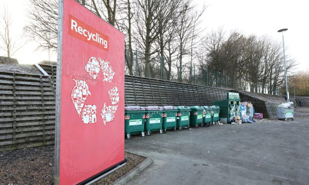 The clothing bank is at the recycling point outside Tesco on South Road. Image: Dougie Nicolson/DC Thomson