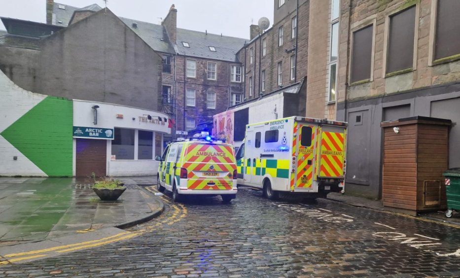Ambulances at the New Inn Entry in Dundee city centre