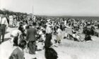 Holiday makers at a busy Broughty Ferry beach in 1957.
