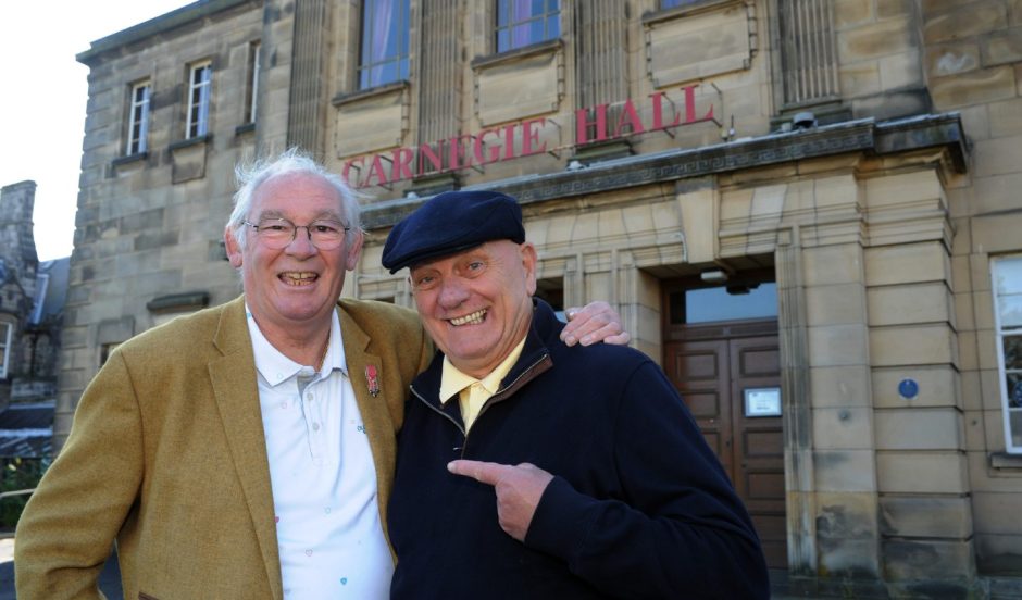 Carnegie Hall is one of the best things about Dunfermline, says Jim Leishman, pictured here with East Fife manager Dick Campbell. 