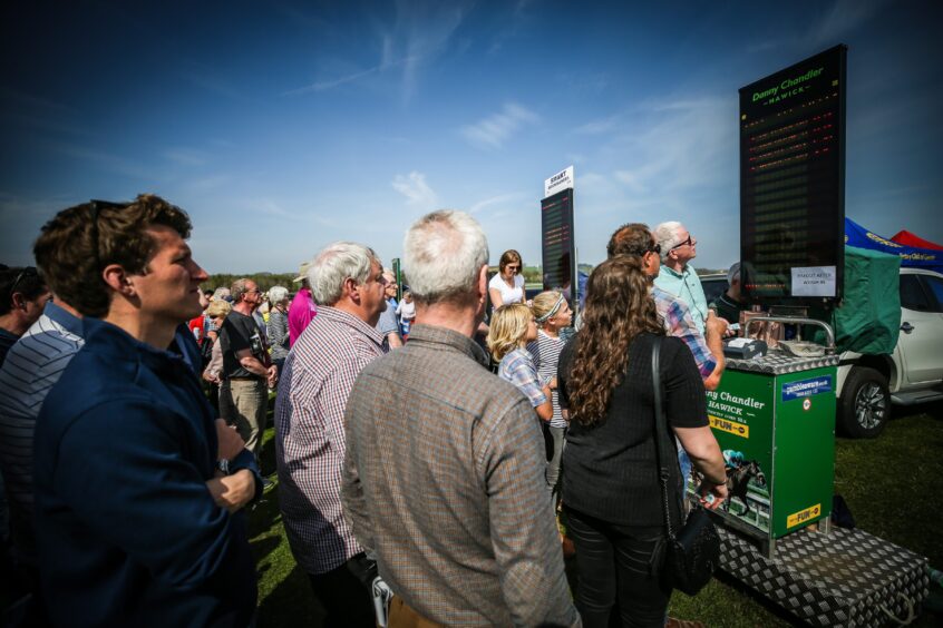 Punters clamour to place a bet at the 2019 Fife Point to Point.