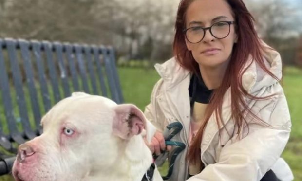 Angus-based campaigner Kerryanne Shaw beside a large dog