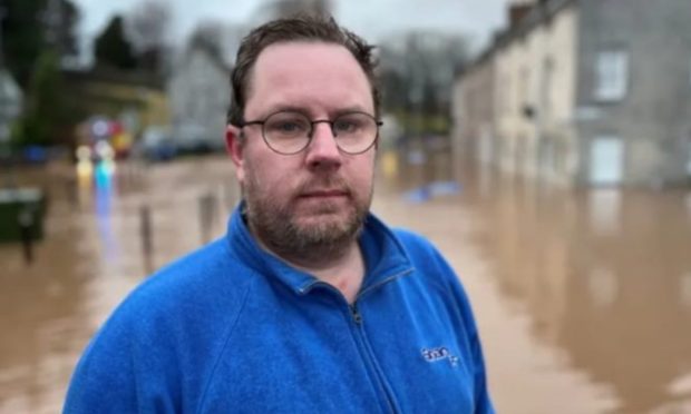 Cupar resident Matt Hooper on the BBC at the time of the flood.