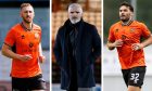 (L to R) Louis Moult, Jim Goodwin and Tony Watt of Dundee United