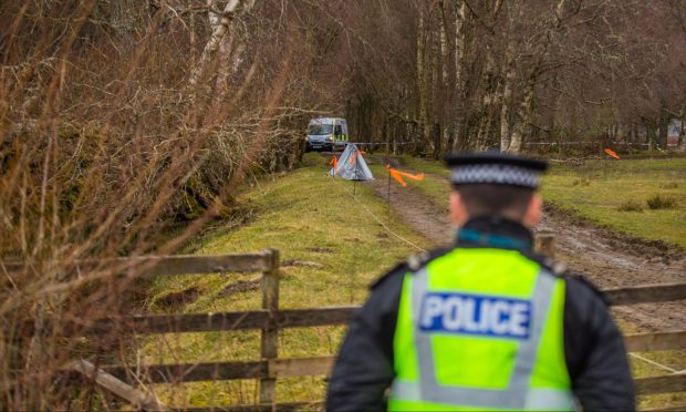 Police in the Pitilie area near Aberfeldy after the murder of Brian Low. Image: Steve MacDougall/DC Thomson
