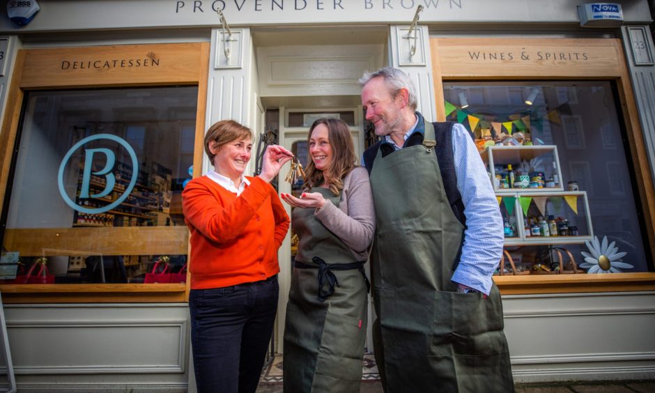 Left to right: Diane Brown, Eleanor Whitby and Ed Murdoch outside Provender Brown in Perth.