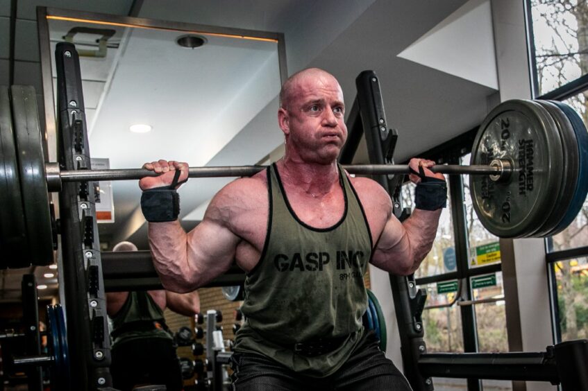 Bodybuilder John Craig working out at David Lloyd Dundee. 