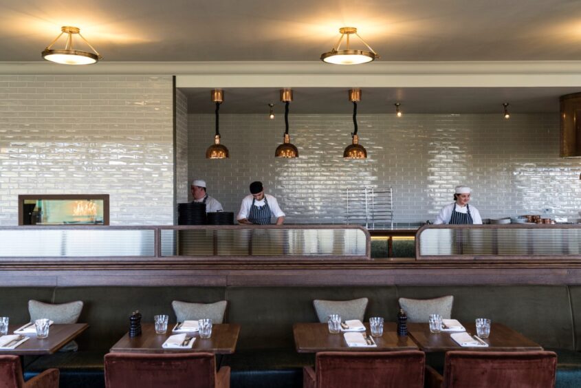 The open kitchen at The Dormy at Gleneagles Hotel