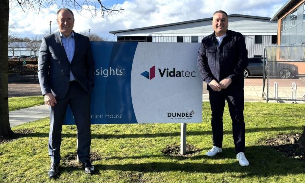 Insights chief executive Andy Lothian with Vidatec managing director Ross Wilson. Image: Vidatec