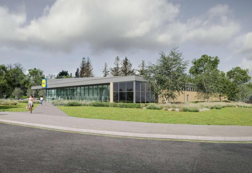 Artists view of the proposed Perth Lidl supermarket.