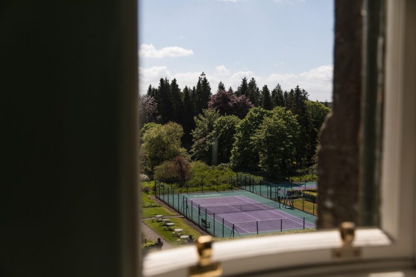 A view of the tennis court at the Cromlix. 