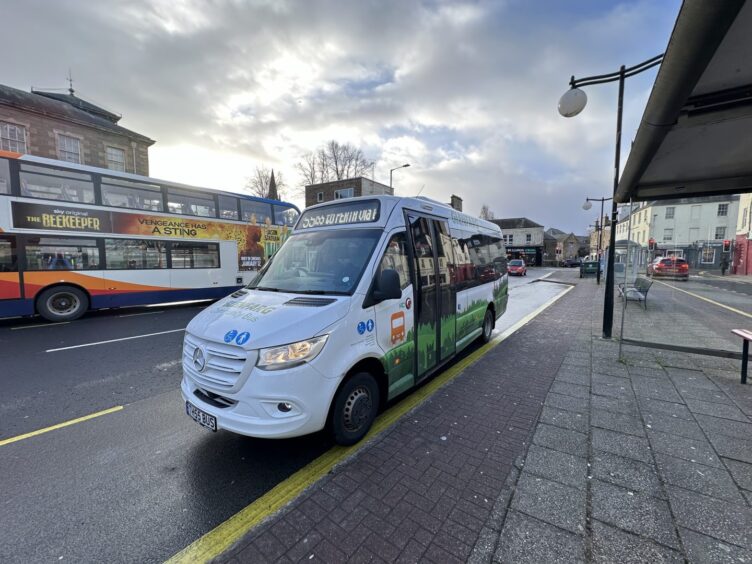 Glenfarg bus at bus stop in Perth