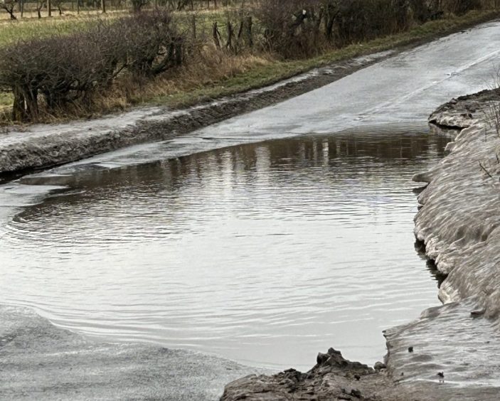 The massive pothole between Higham Toll and Peat Inn in Fife