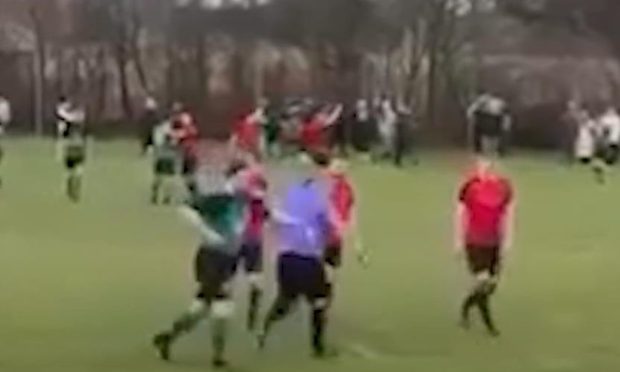Referee 'attacked during a match in Dunfermline between amateur sides Inverkeithing Hibs and Tappies FC.