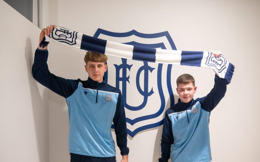 Sebastian Lochhead and Josh Mitchell signed full-time deals with Dundee in November. Image: DFC.