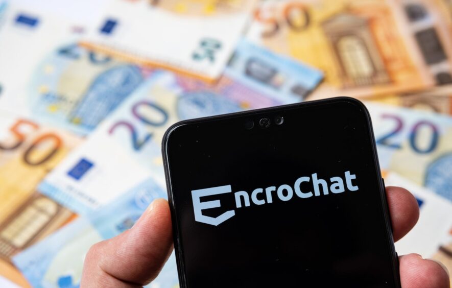EncroChat phone on background of Euros
