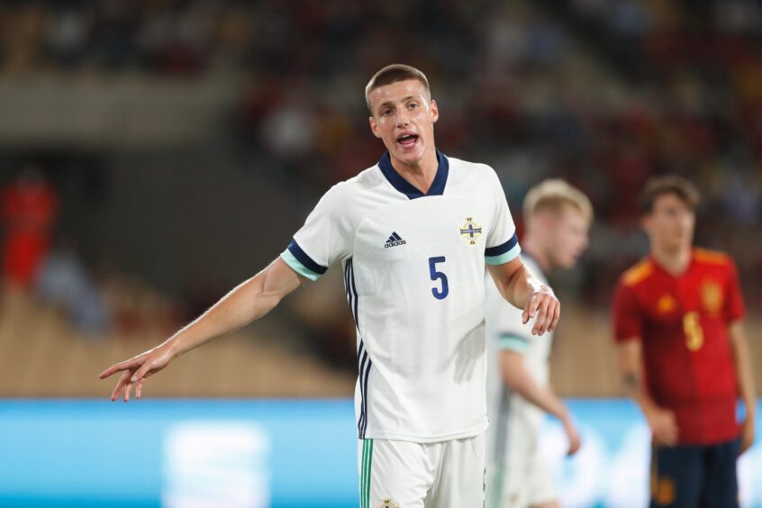 Sam McClelland in action for Northern Ireland U21s
