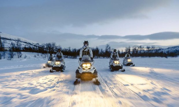 Snowmobile reconnaissance by Arbroath's 45 Commando. Image: Royal Navy