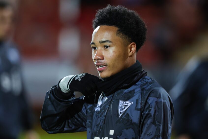 Kane Ritchie-Hosler warms up for Dunfermline Athletic F.C.