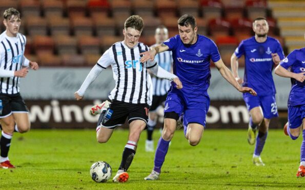 Dunfermline Athletic midfielder Paul Allan in action against Airdrie.