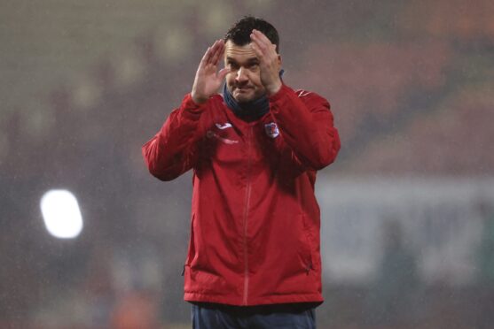 Raith Rovers manager Ian Murray claps the travelling fans after the win over Partick Thistle.