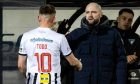 Dunfermline boss James McPake and midfielder Matty Todd.