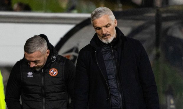 Dundee United boss Jim Goodwin cut a gutted figure at full-time