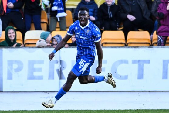 Adama Sidibeh: The St Johnstone striker started his football journey at the other end of the pitch. Image: SNS