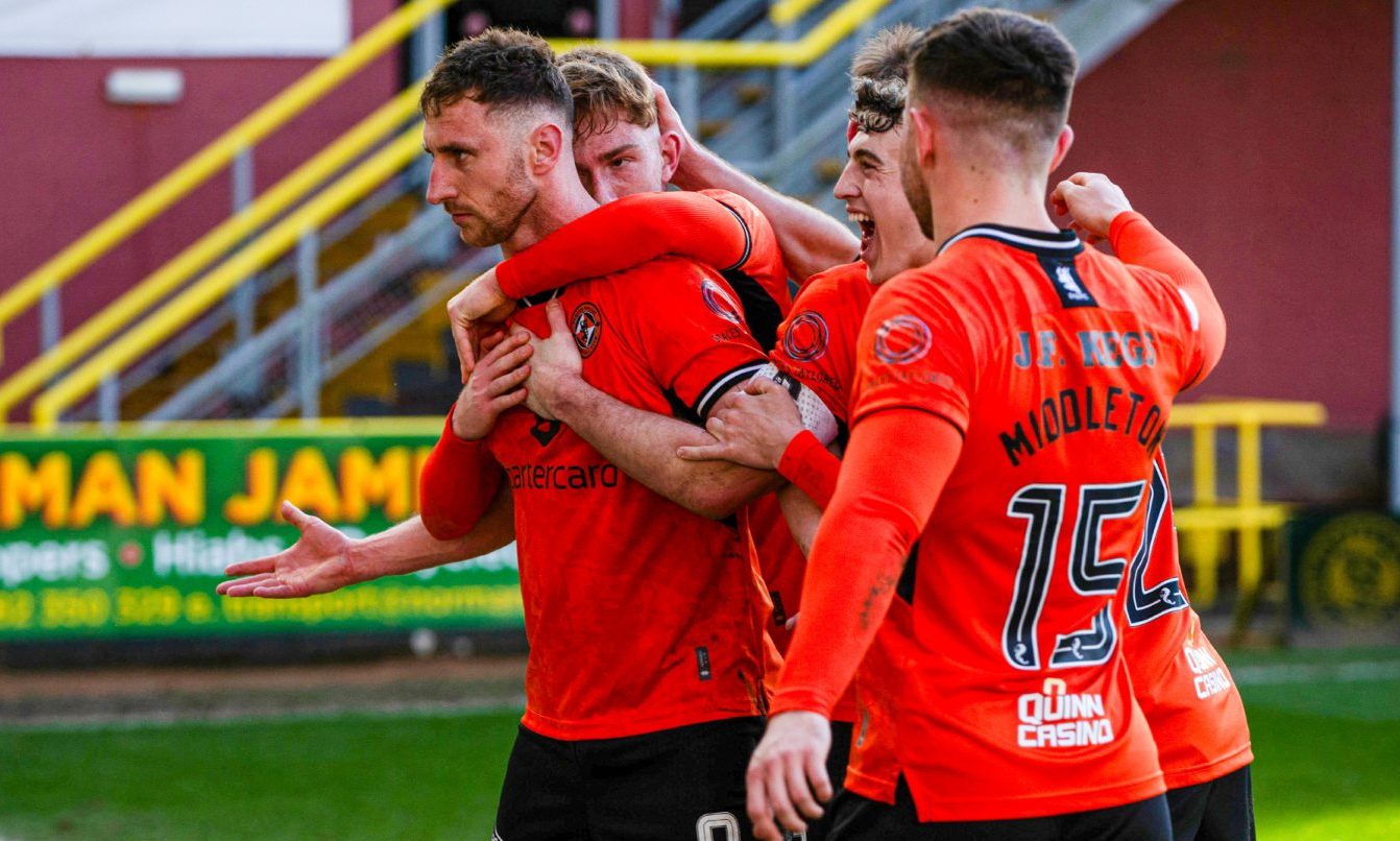 Louis Moult celebrates his 17th goal of the season.