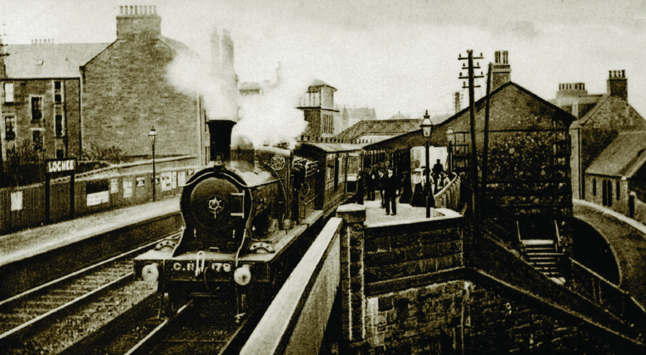 A busy scene at Lochee Station on the Dundee to Newtyle line in the 1890s.