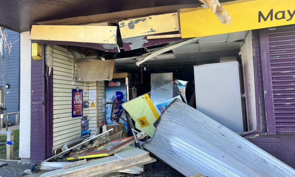 Post-lorry crash Mayfield Foodstore in Arbroath.