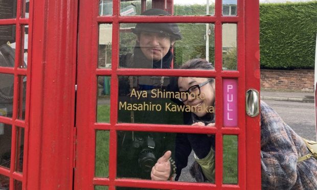 Japanese Artists Masahiro Kawanaka and Aya Shimamoto are exhibiting in the 201 Telephone Box Gallery in Strathkinness, Fife's smallest art gallery. Image: Supplied by 201 Telephone Box Gallery.