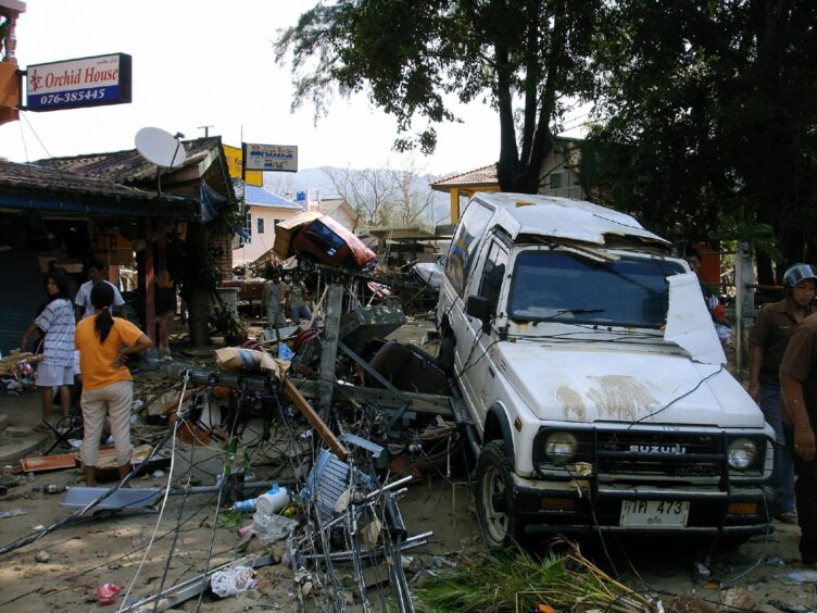 The aftermath of the 2004 Boxing Day tsunami.