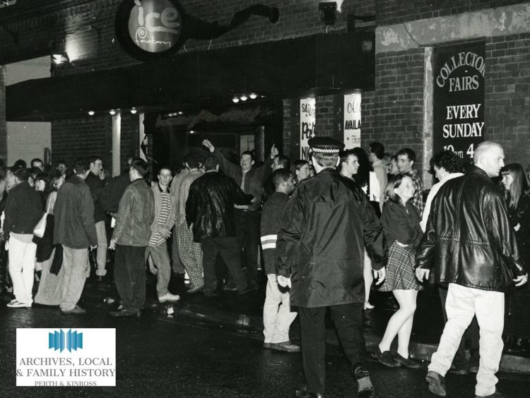 People queuing outside the Perth nightclub in a 1996 throwback image shared by the Ice Factory on social media. 