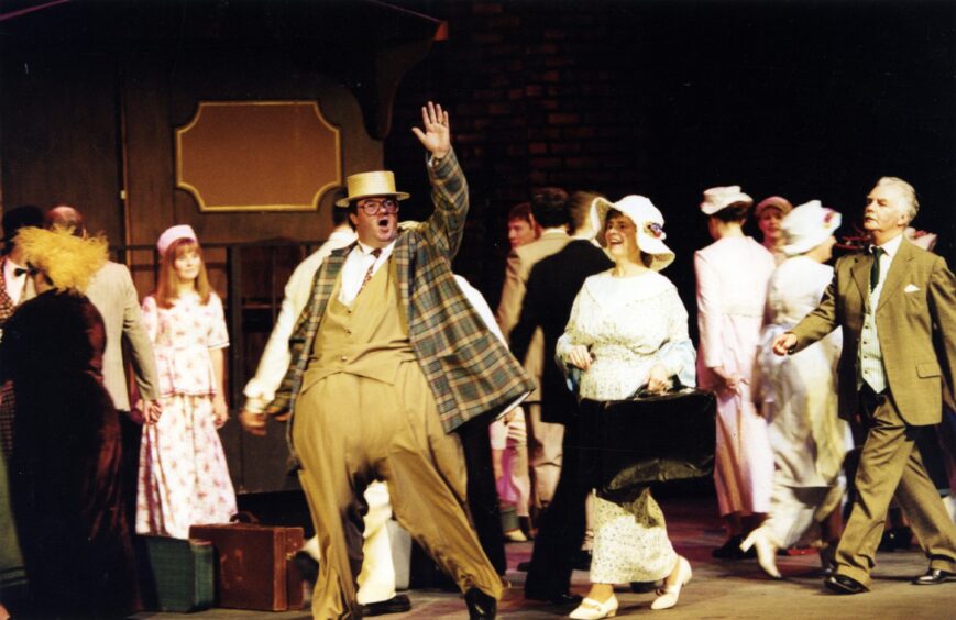 Fatty Arbuckle (Alan Hunter) holds centre stage in a scene from Mack &amp; Mabel in 2000.