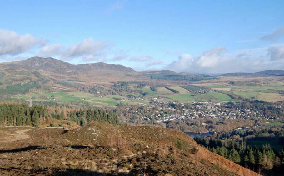 Ben Vrackie with Pitlochry in foreground