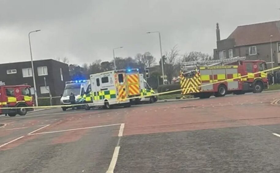 Police have closed the road outside Victoria hospital in Kirkcaldy following the ambulance crash.