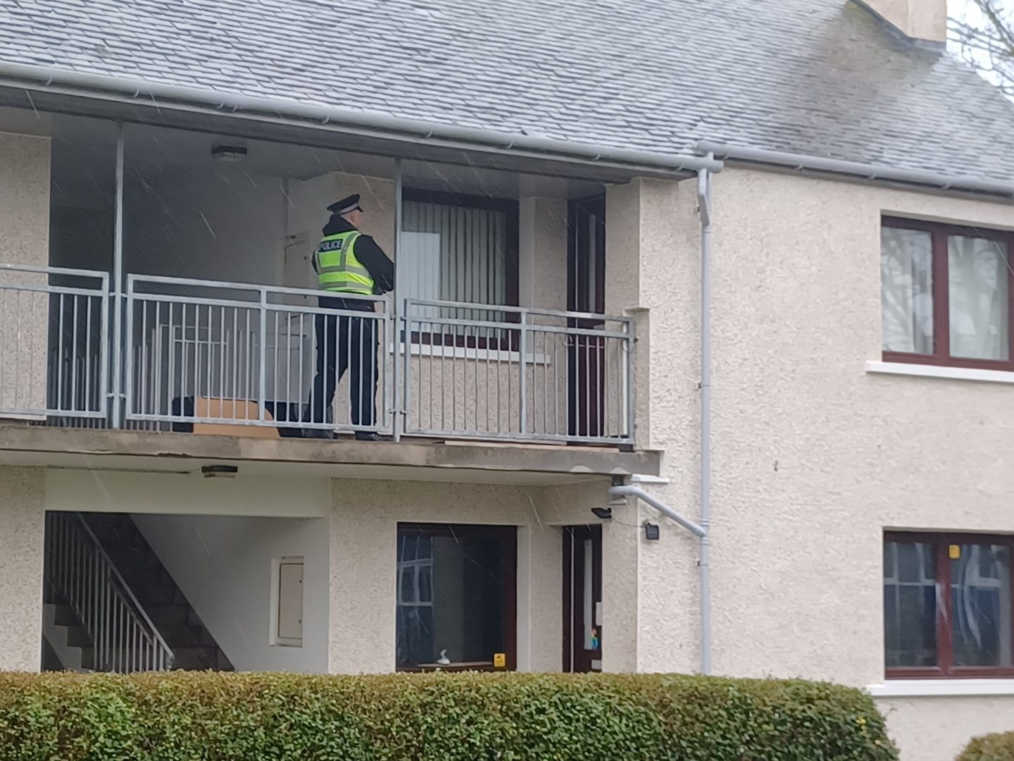 Police at Glenogil Drive, Arbroath, the day after an alleged double stabbing. 